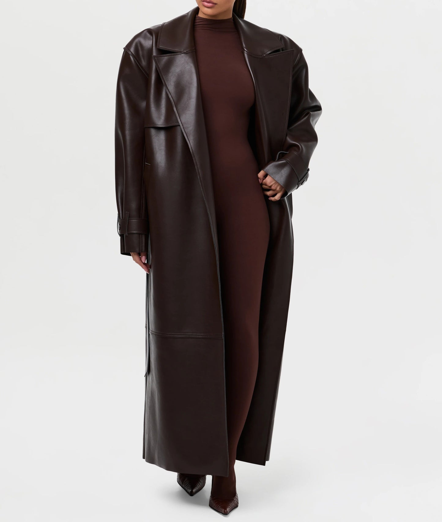 Vegan Leather Trench Coat
