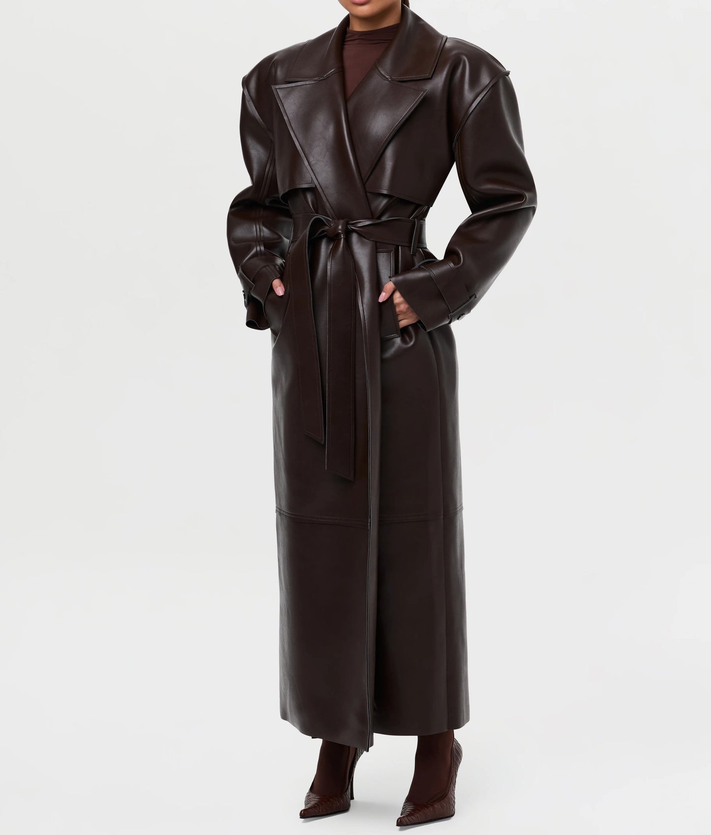 Vegan Leather Trench Coat