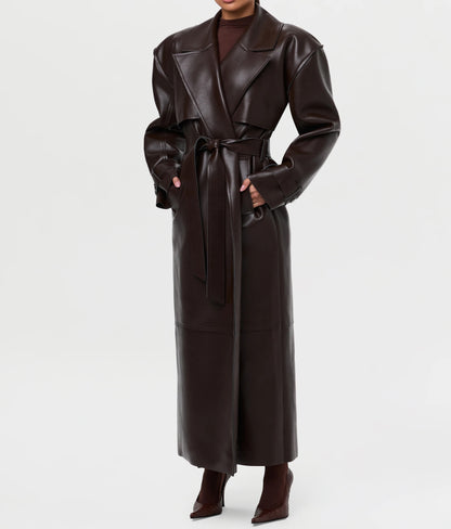Vegan Leather Trench Coat