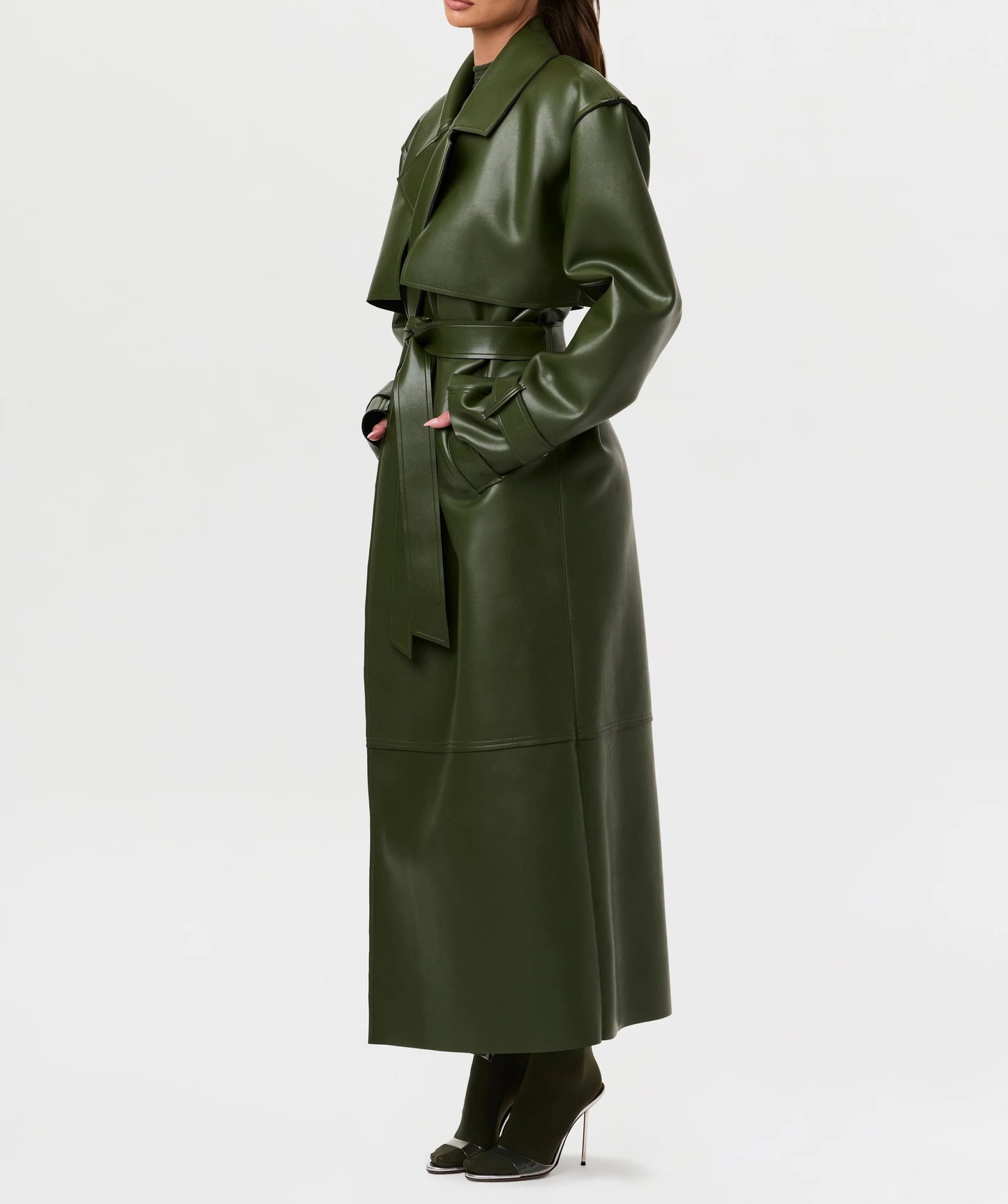 Vegan Leather Trench Coat