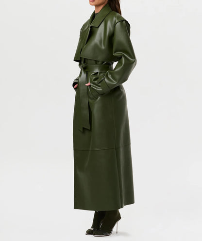Vegan Leather Trench Coat