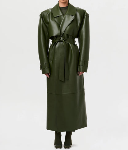 Vegan Leather Trench Coat