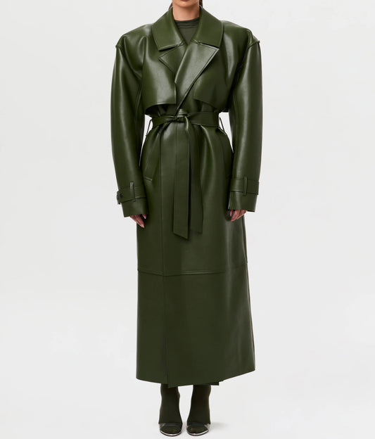 Vegan Leather Trench Coat