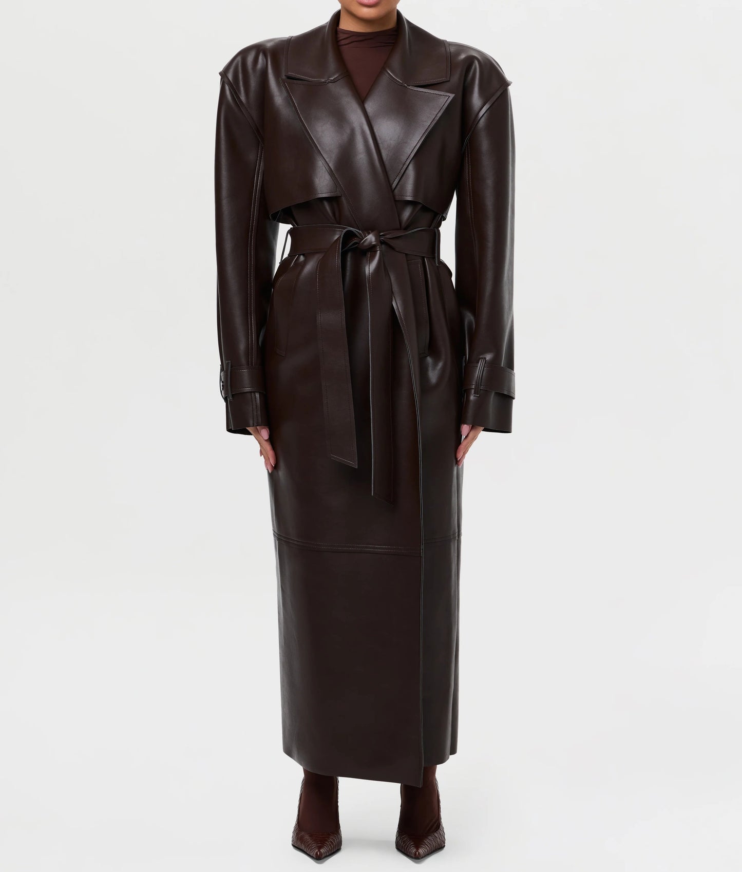 Vegan Leather Trench Coat