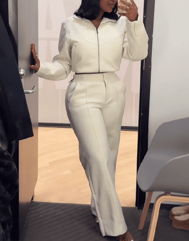 Zipper Track Top And Pants Set