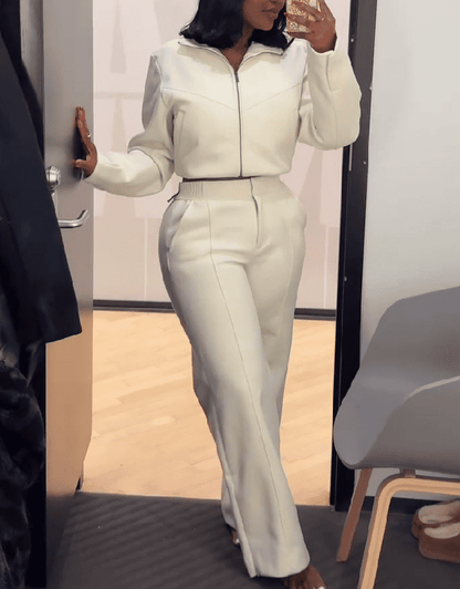 Zipper Track Top And Pants Set