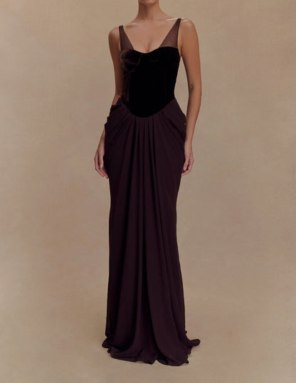 Velvet Corset Maxi Dress