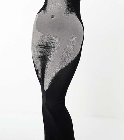 Long Sleeve Seamless Body Art Maxi Dress