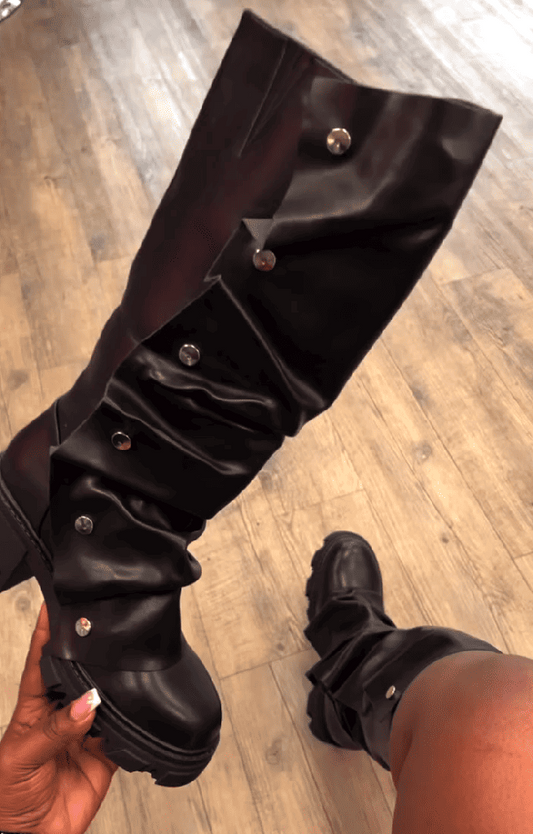 Fold-over Studded Boots In Chunky Sole