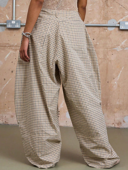 Checkered Loose-fitting Trousers