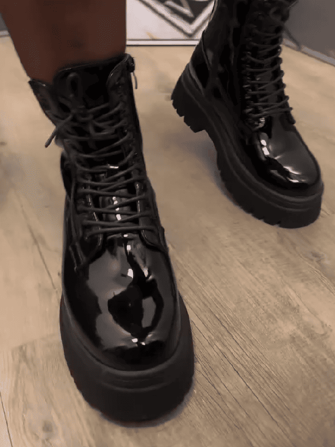 Patent Leather Platform Boots