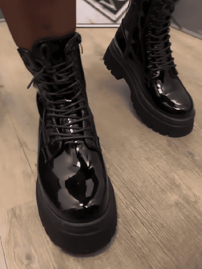 Patent Leather Platform Boots