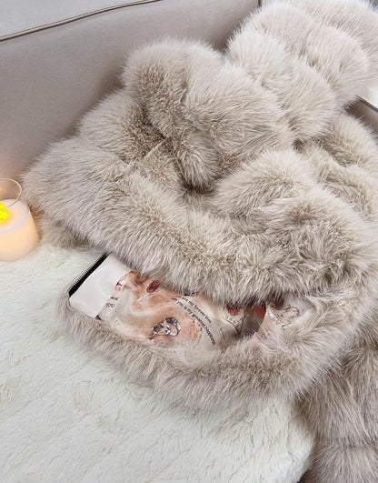 Fluffy Faux Fur Coat Cropped Jacket