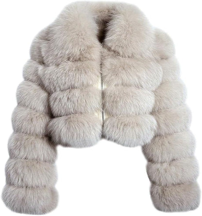 Fluffy Faux Fur Coat Cropped Jacket