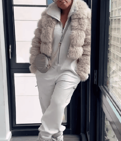 Fluffy Faux Fur Coat Cropped Jacket