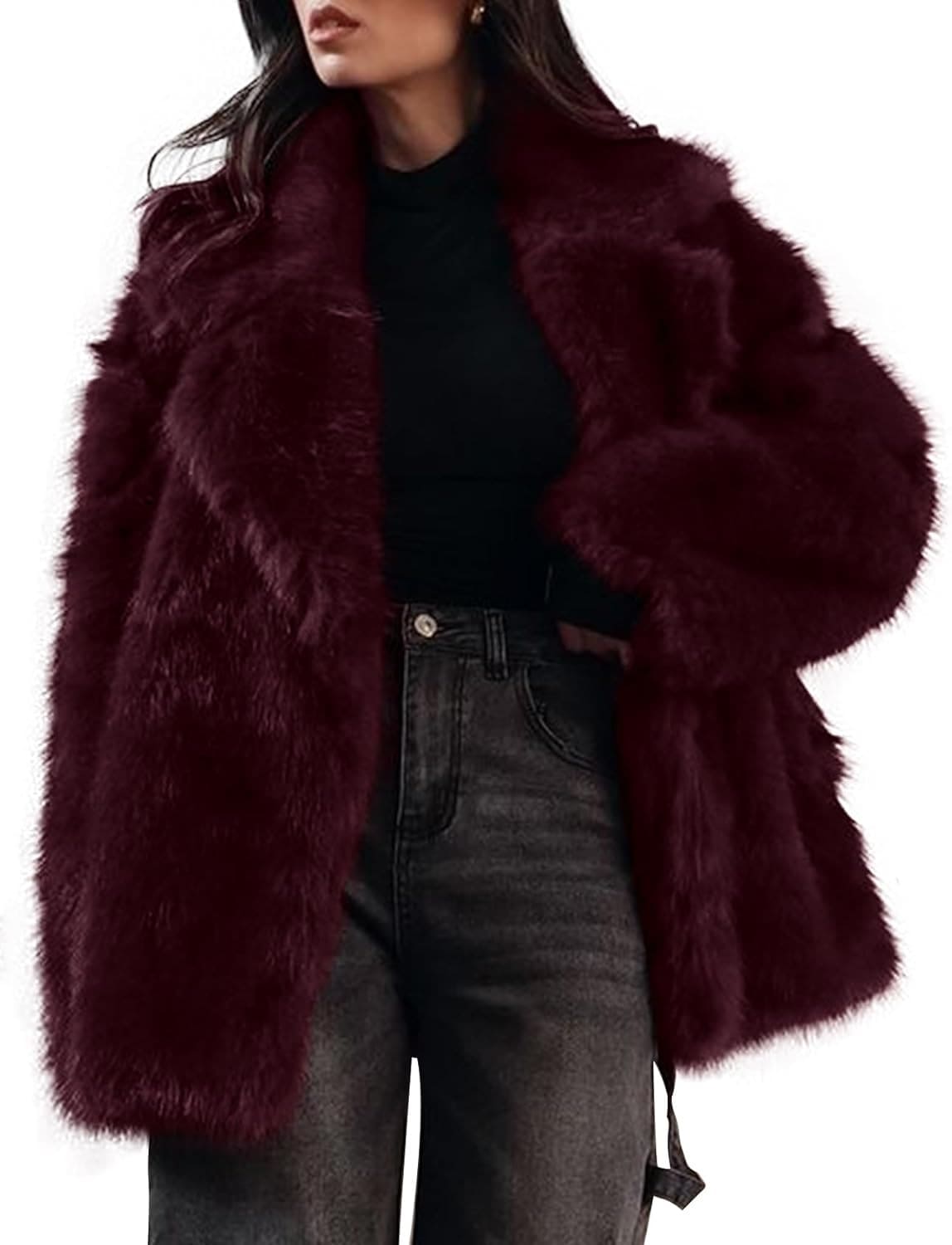 Faux Fur Lapel Coat