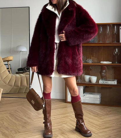 Faux Fur Lapel Coat