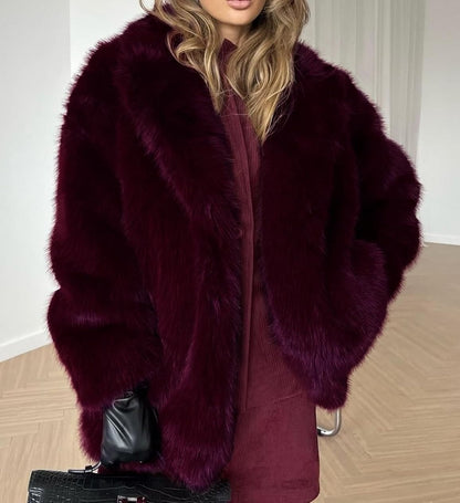 Faux Fur Lapel Coat