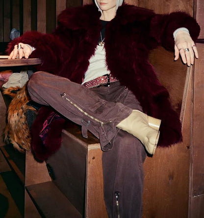 Faux Fur Lapel Coat
