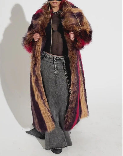 Striped Fur Coat