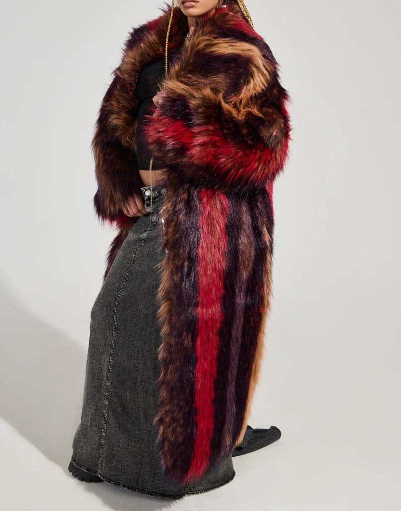 Striped Fur Coat