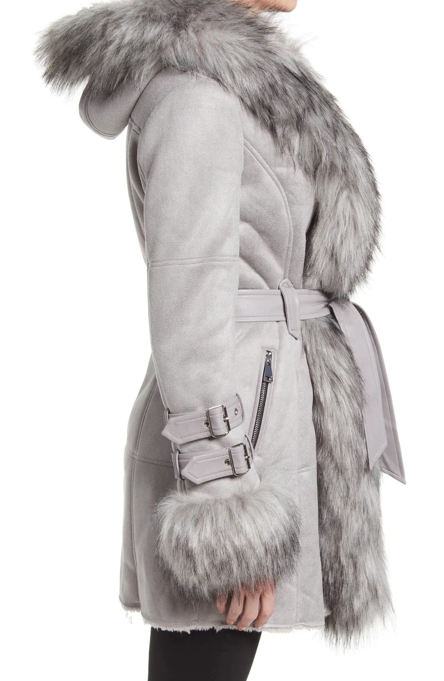 Faux fur Faux Suede parka jacket