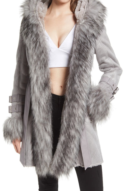 Faux fur Faux Suede parka jacket