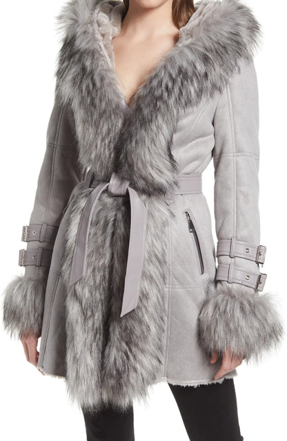 Faux fur Faux Suede parka jacket