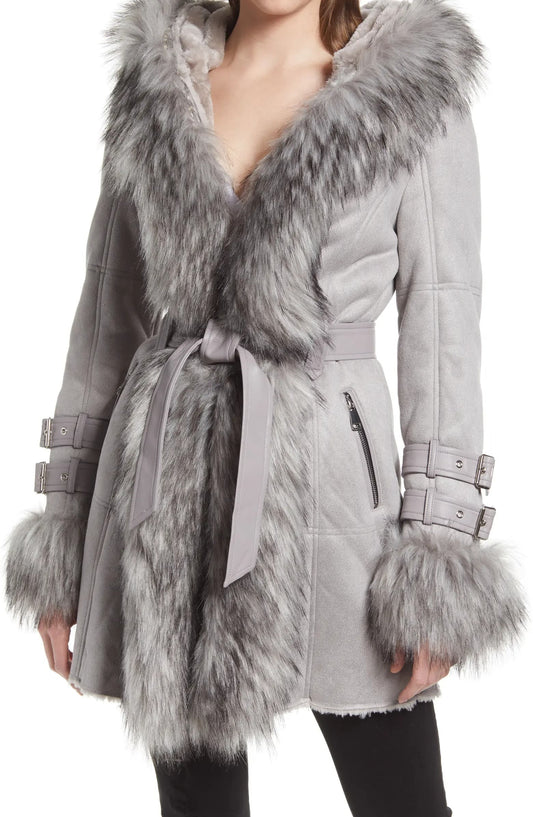 Faux fur Faux Suede parka jacket