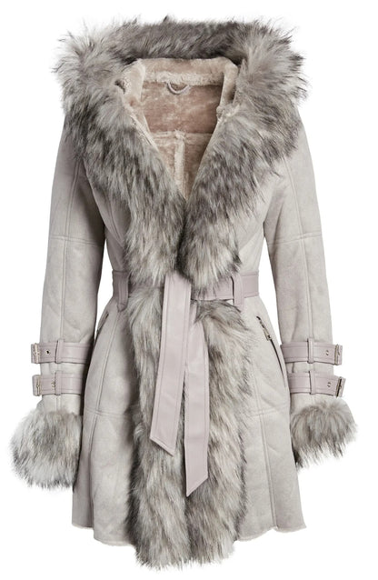 Faux fur Faux Suede parka jacket