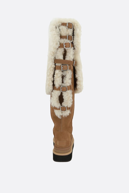 Thigh Boots In Suede And Shearling