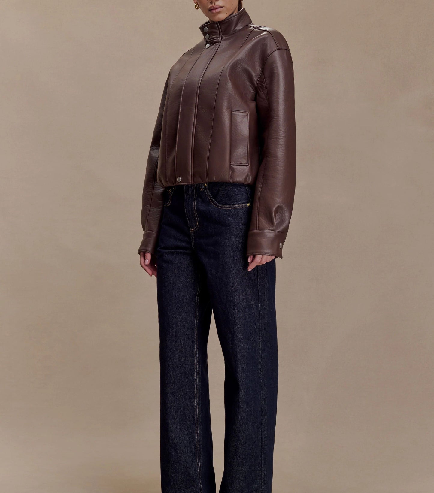 Faux Leather Bomber Jacket