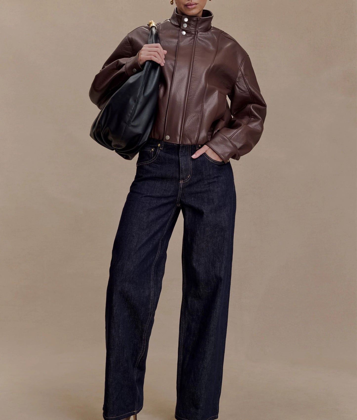 Faux Leather Bomber Jacket