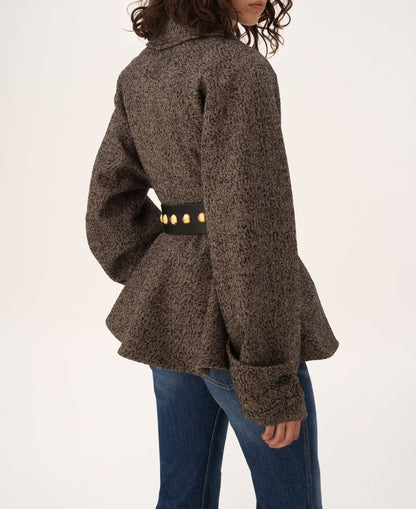 Short riding coat in chevron wool