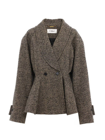 Short riding coat in chevron wool