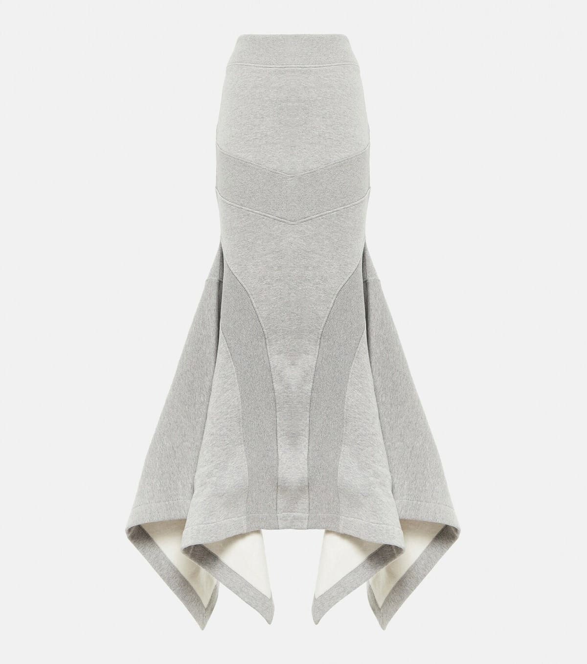 V-neck fleece sweatshirt asymmetrical maxi skirt