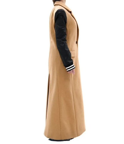 Notched Lapel Faux Wool Trench