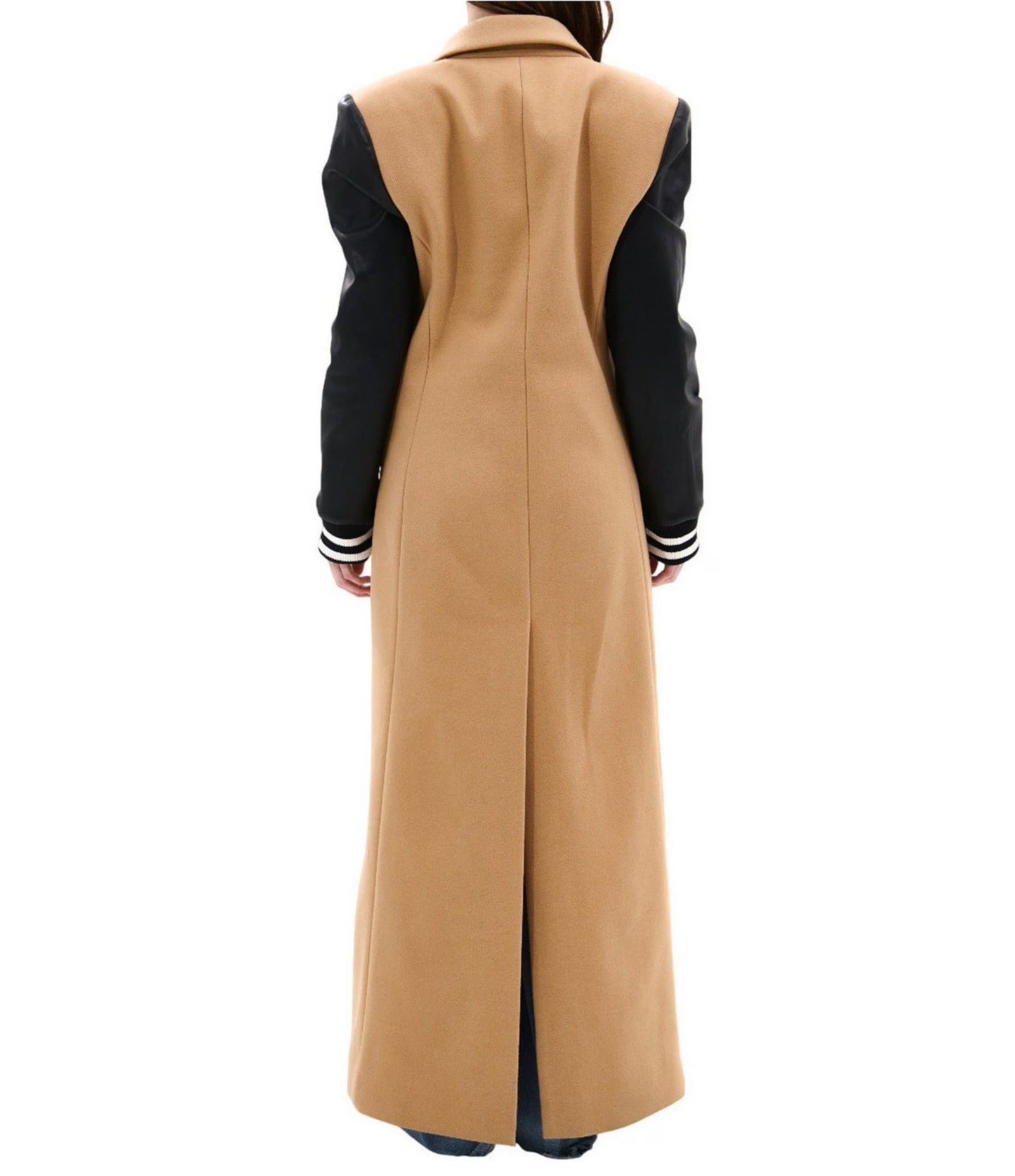 Notched Lapel Faux Wool Trench