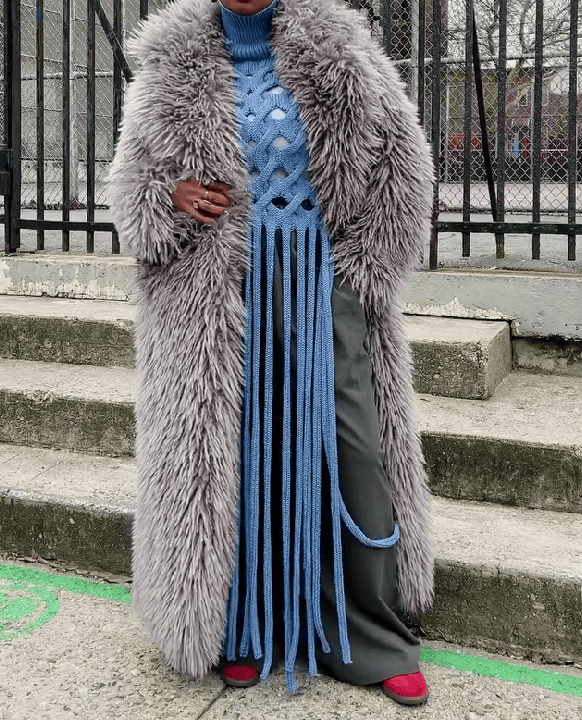Grey Faux Fur Coat