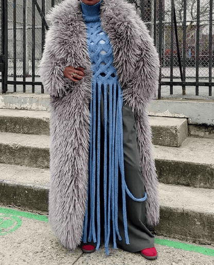 Grey Faux Fur Coat