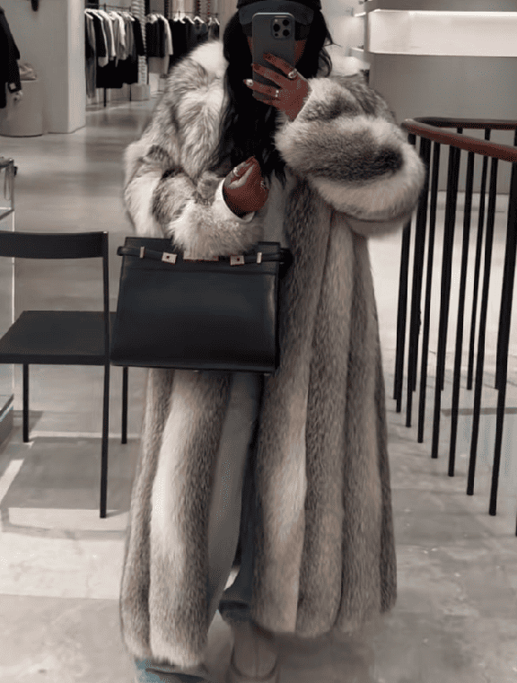 Luxury Rare Silver Fox Full Length Fur Coat