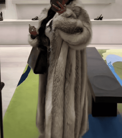 Luxury Rare Silver Fox Full Length Fur Coat