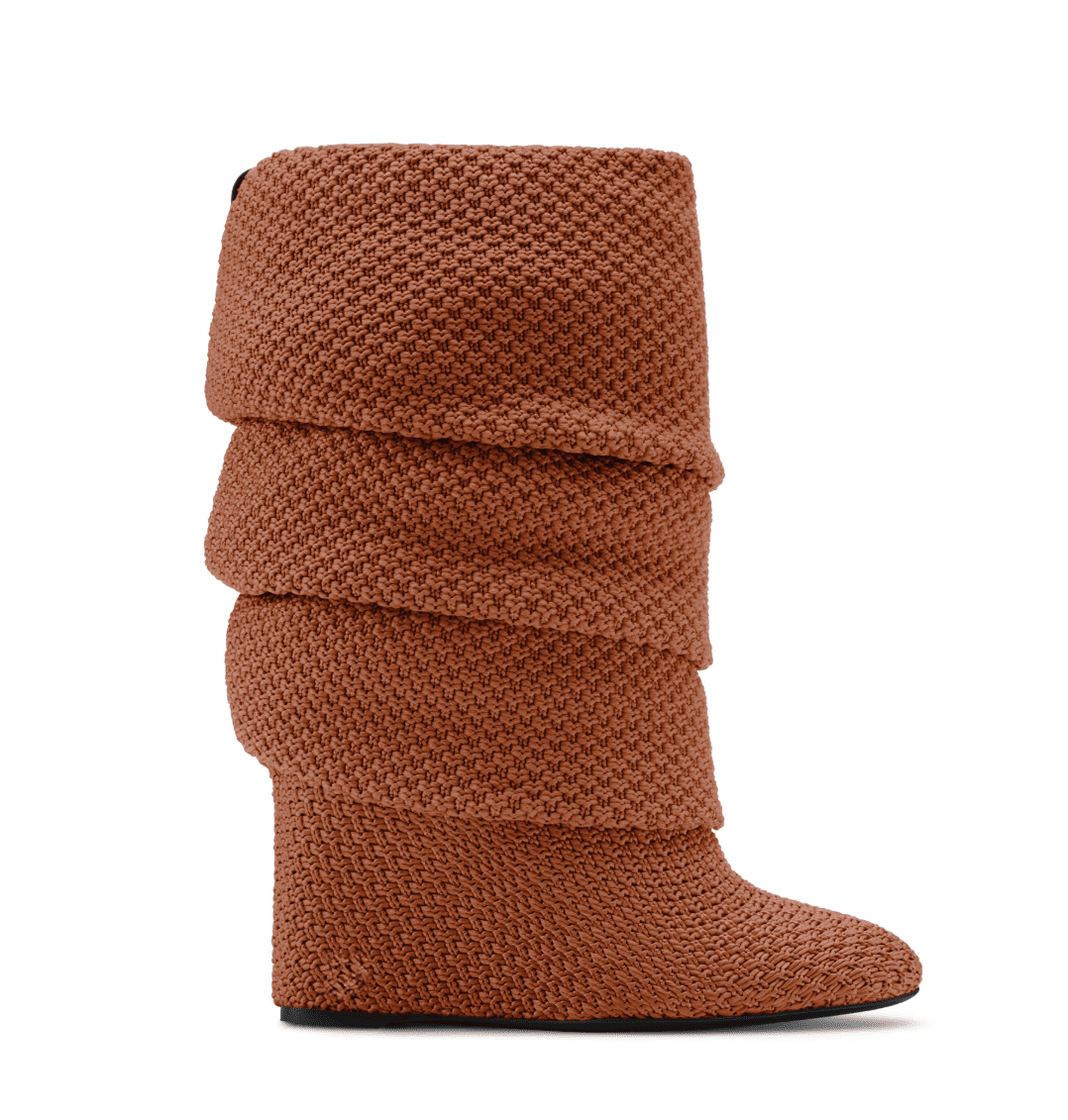 Knitted Mid Wedge Boots