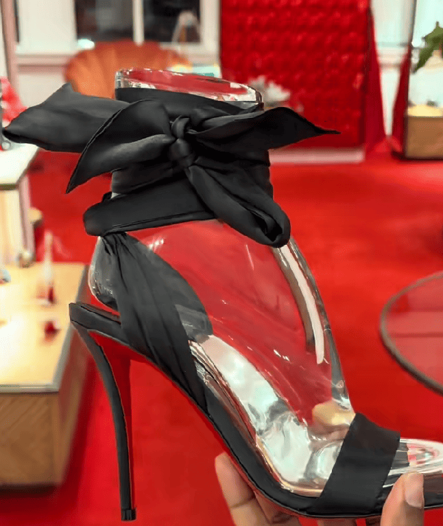 Crystal Bow Silk-tie Red Sole Heels