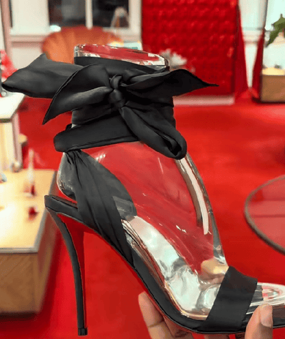 Crystal Bow Silk-tie Red Sole Heels