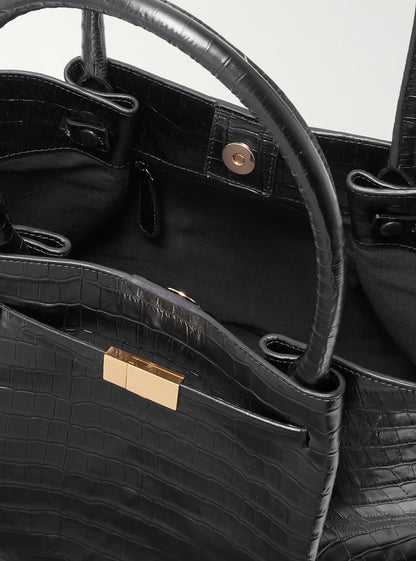 Croc-effect Leather Tote