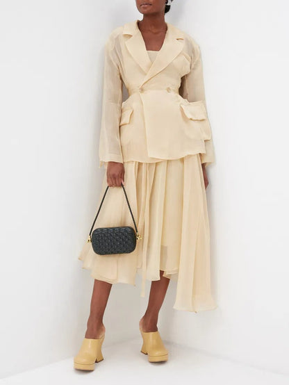 Backless Silk-Organza Jacket & Dress Set