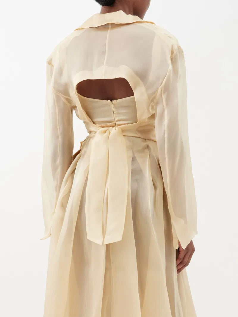 Backless Silk-Organza Jacket & Dress Set