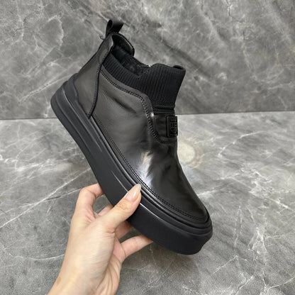 Black Patent Leather Platform Chelsea Boots