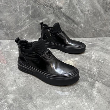 Black Patent Leather Platform Chelsea Boots